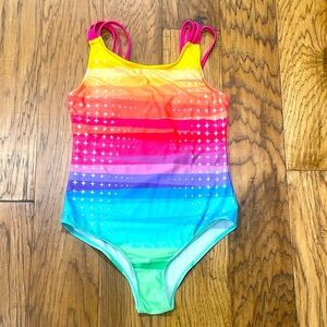 Kinnly Girls NWOT size 14 Colorful Striped one piece Swimsuit